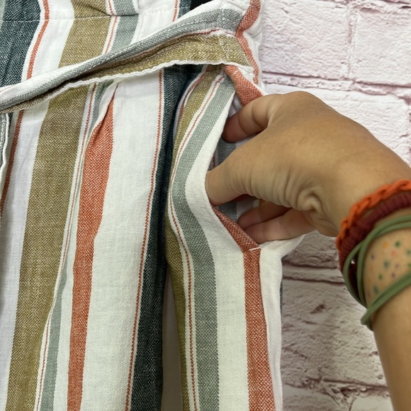 Madewell Tie-Waist Huston Pull-On Crop Pants in Stripe Size Large - Picture 7 of 12